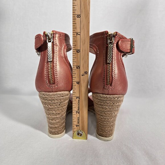 DONALD J PLINER Brook Metallic Coral Leather Ankle Espadrille Wedge Sandal 8.5 M - Picture 16 of 17